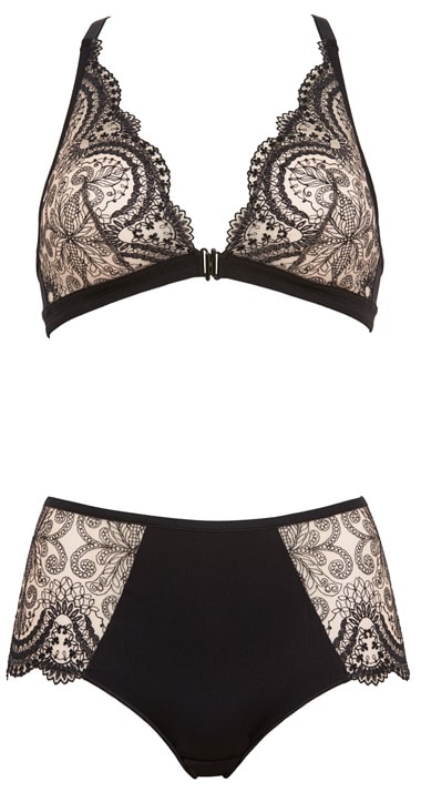 Maison lejaby at fenwick, tatoo black triangle bra Â£67 and high waisted briefs Â£46